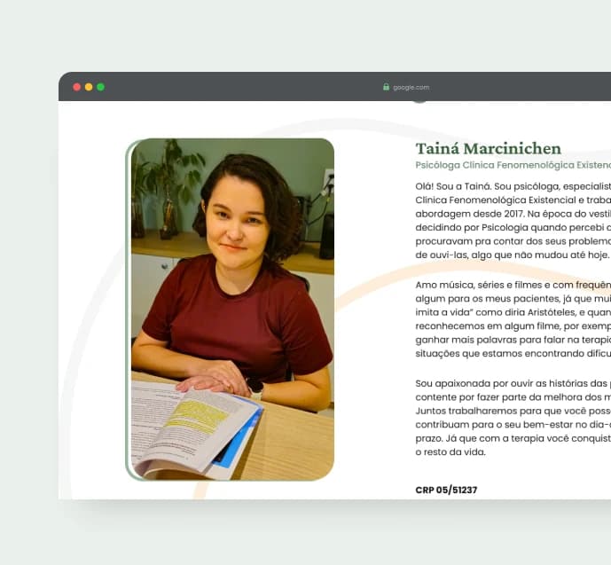 Psicóloga Tainá Marcinichen — detalhe 2