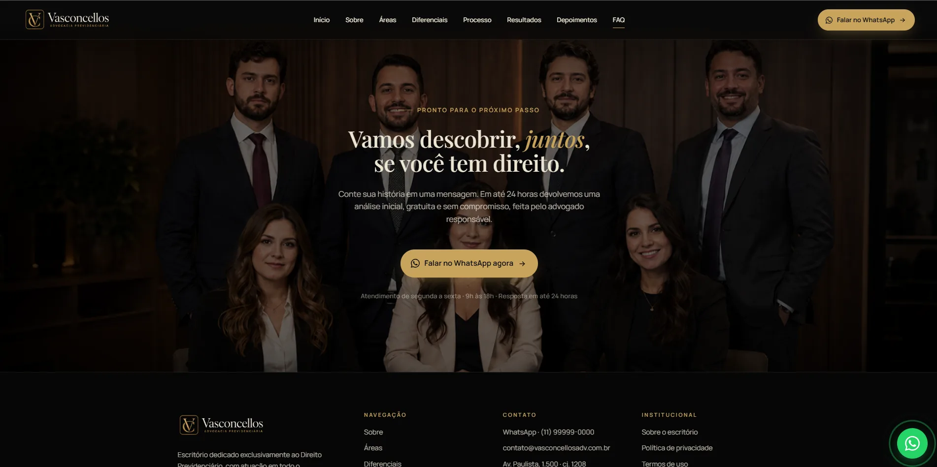 Slide de perguntas frequentes do template de advocacia previdenciária