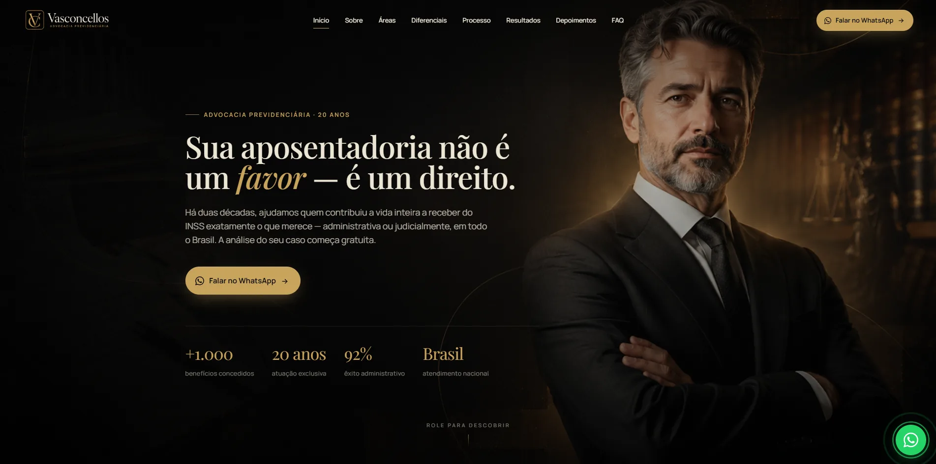 Slide de abertura do template de advocacia previdenciária
