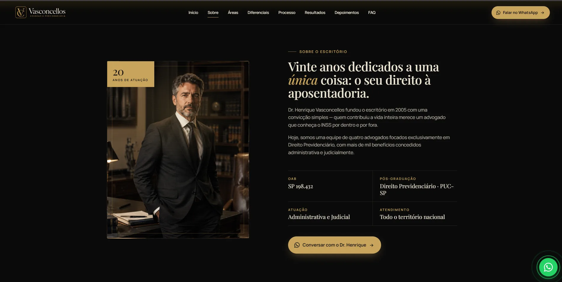 Slide sobre o escritório do template de advocacia previdenciária