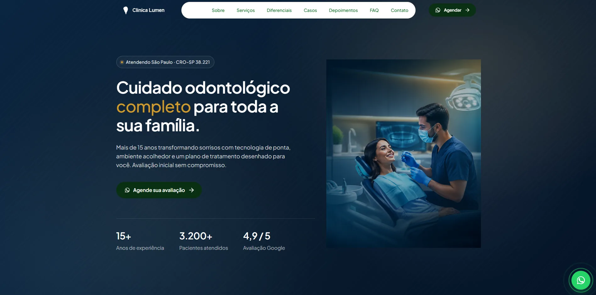 Slide de capa do template de clínica odontológica