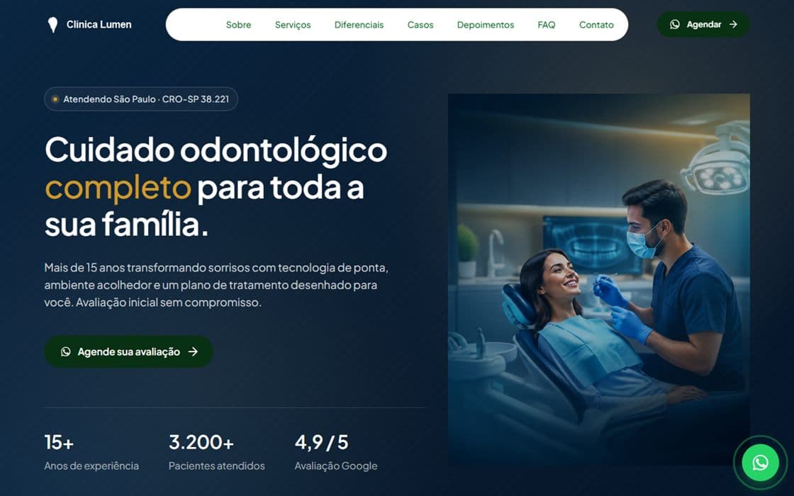 Prévia do template Clínica Odontológica