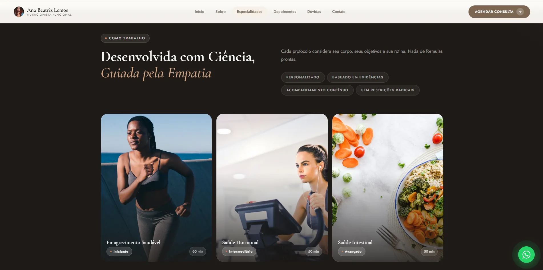 Slide de método de trabalho do template de nutrição funcional