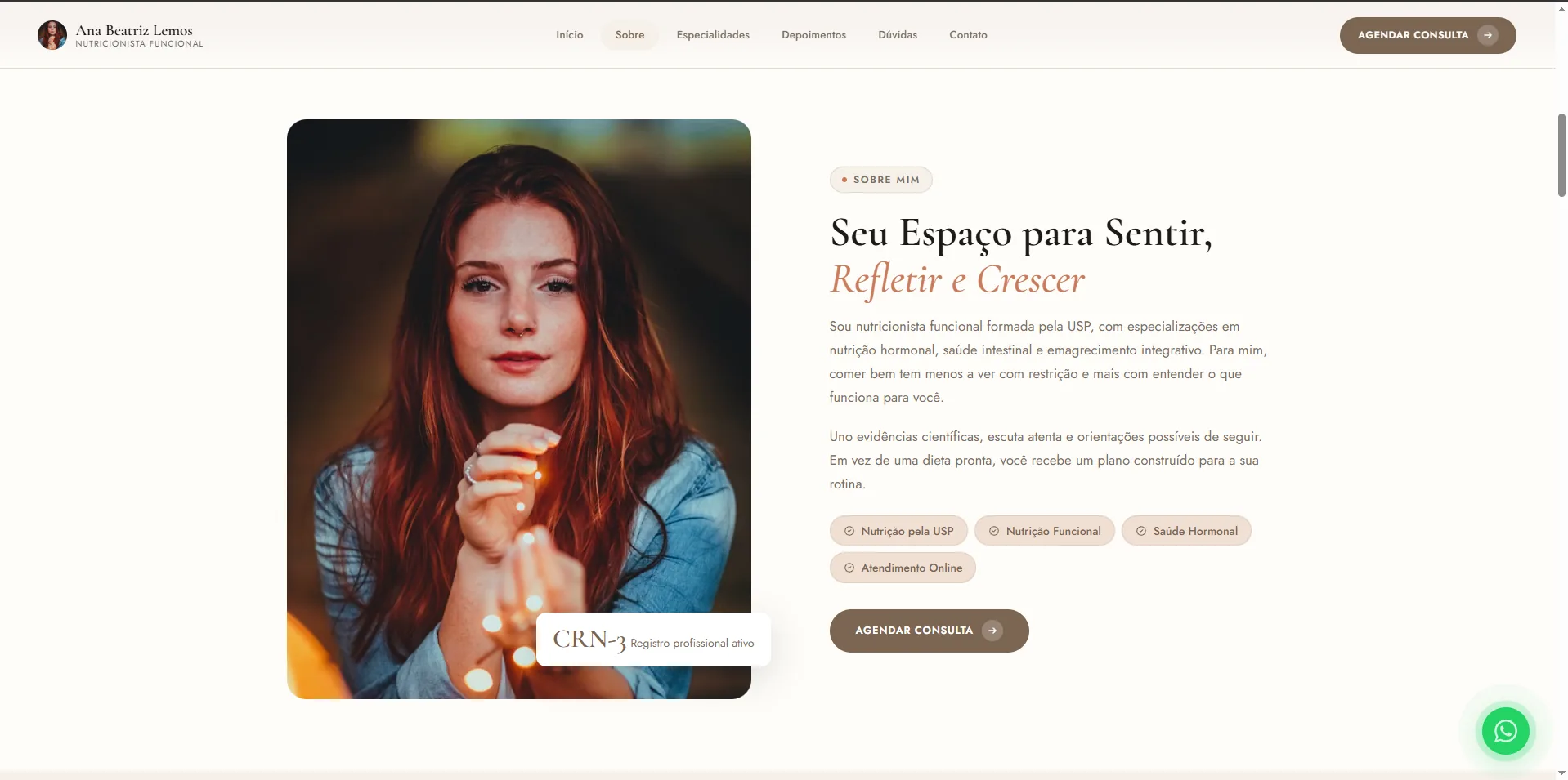 Slide sobre a profissional do template de nutrição funcional